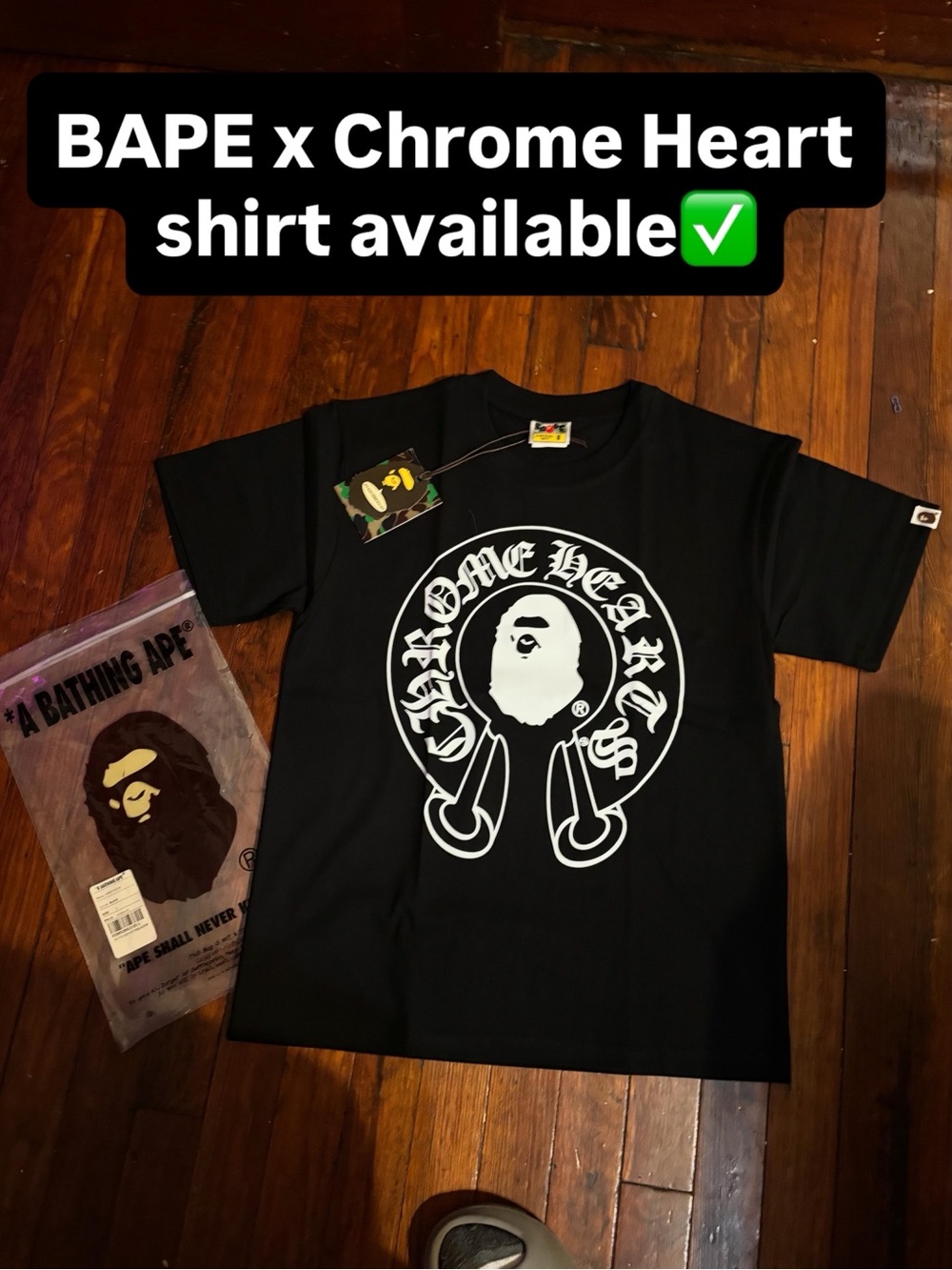 Chrome Hearts x BAPE Black Graphic Logo Tee